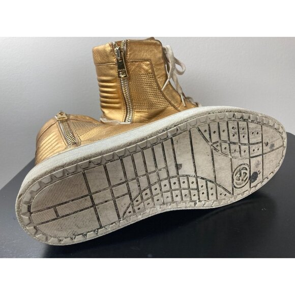 GUCCI Gold Leather High Top Sneakers US 9 - Picture 6 of 6